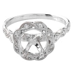 White Gold Diamond Halo Semi-Mount Ring