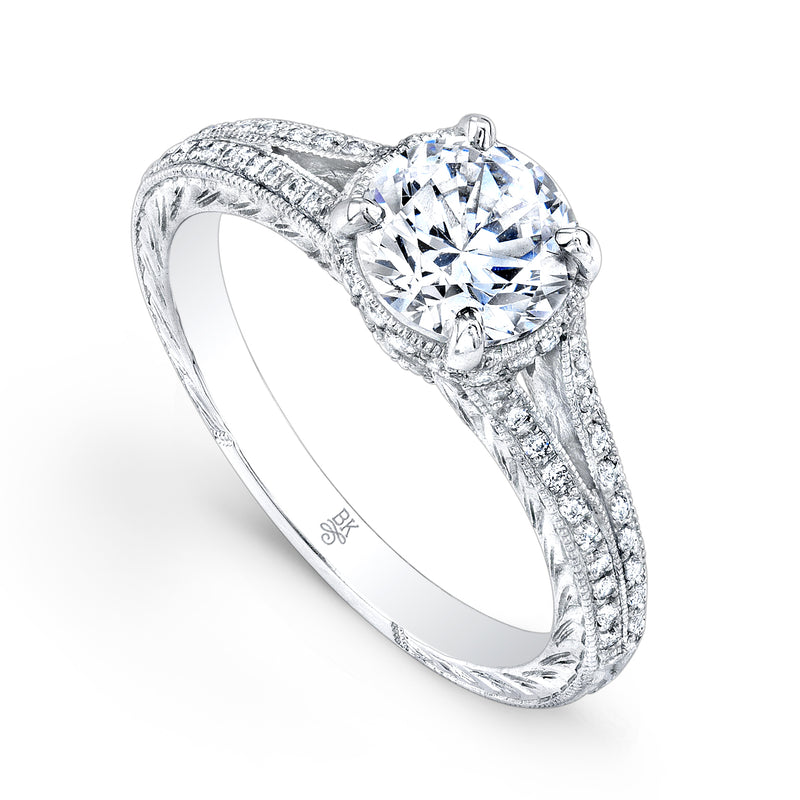 Vintage Inspired Diamond Engagement Semi-Mount