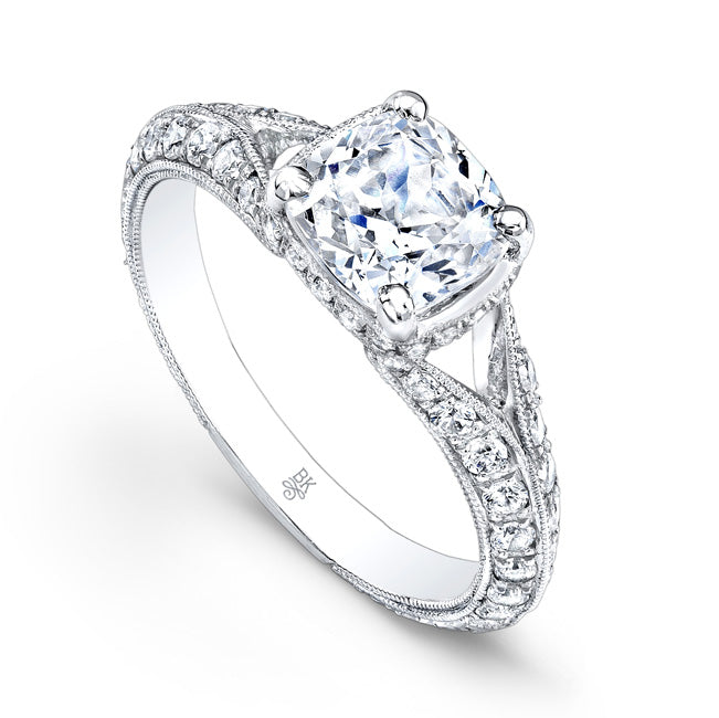 Vintage Inspired White Diamond Semi-Mount Ring