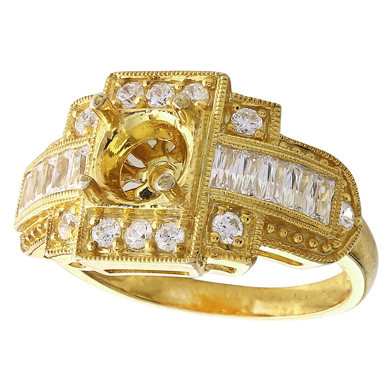 Vintage Inspired Baguette Diamond Semi-Mount