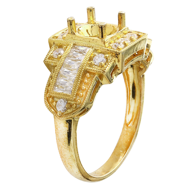 Vintage Inspired Baguette Diamond Semi-Mount