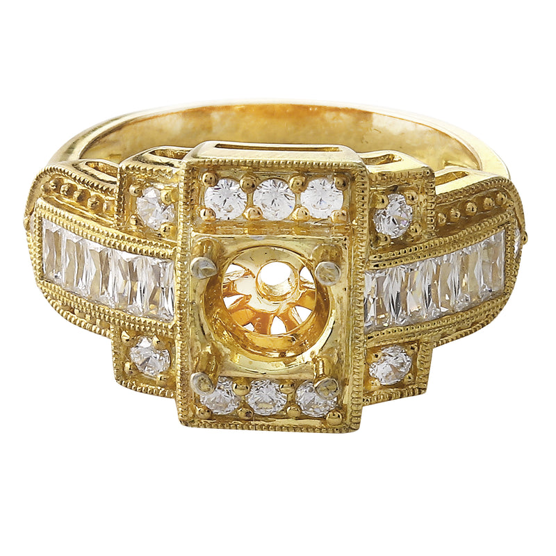 Vintage Inspired Baguette Diamond Semi-Mount