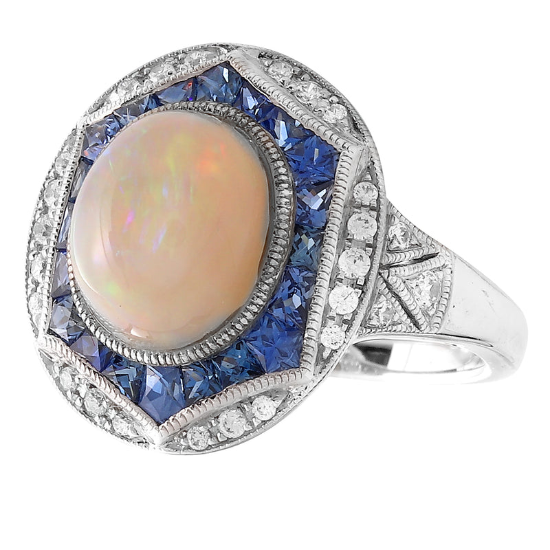 Diamond, Sapphire, & Opal Semi-Mount Ring