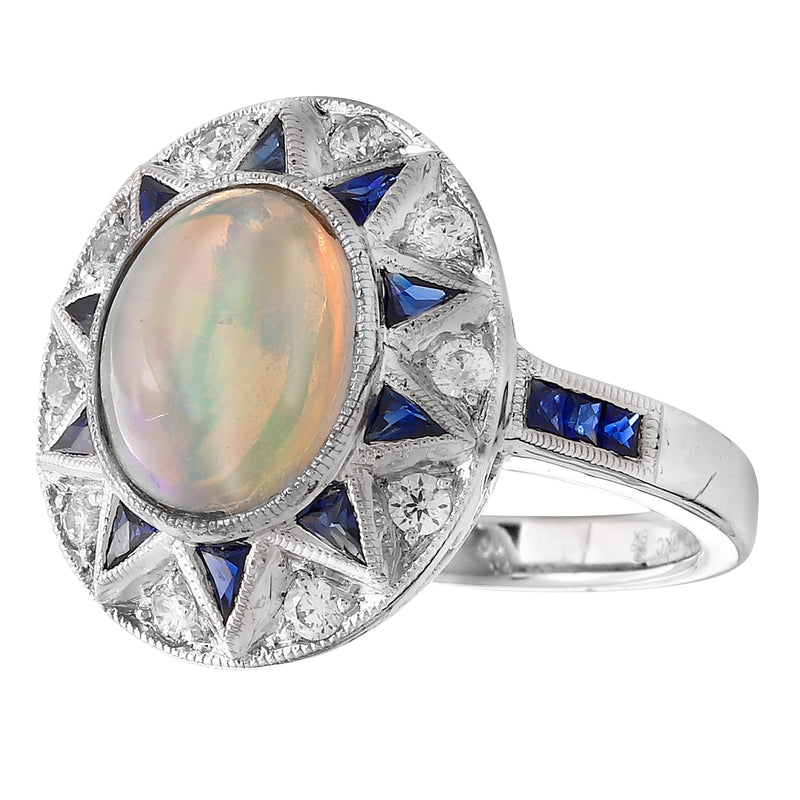 Diamond, Sapphire, & Opal Semi-Mount Ring