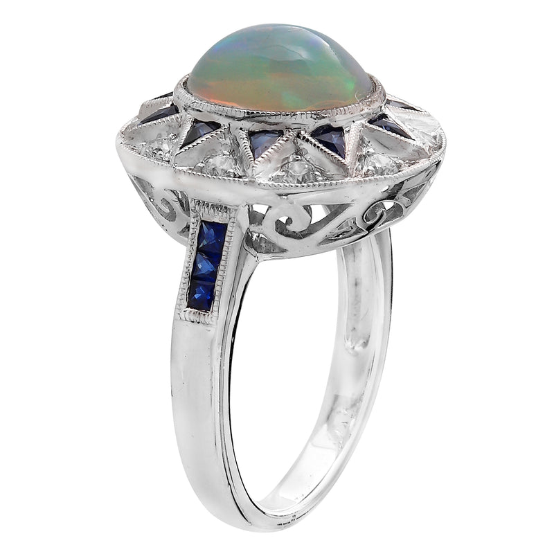 Diamond, Sapphire, & Opal Semi-Mount Ring