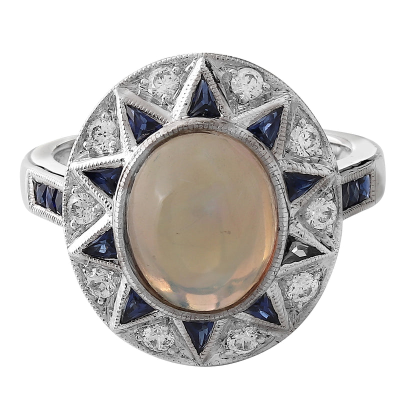 Diamond, Sapphire, & Opal Semi-Mount Ring