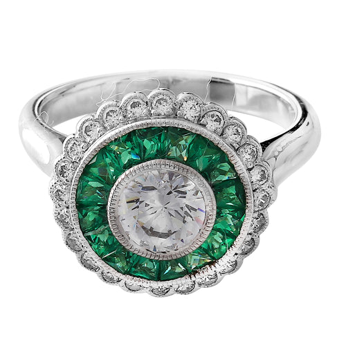 Diamond, Tsavorite & Halo Semi Mount Ring