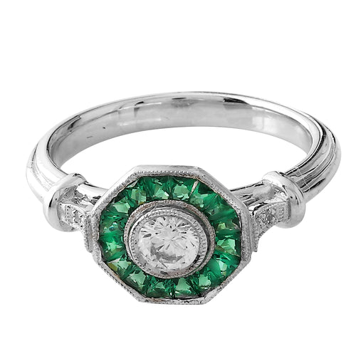Diamond, Tsavorite & Diamond Halo Mount Ring