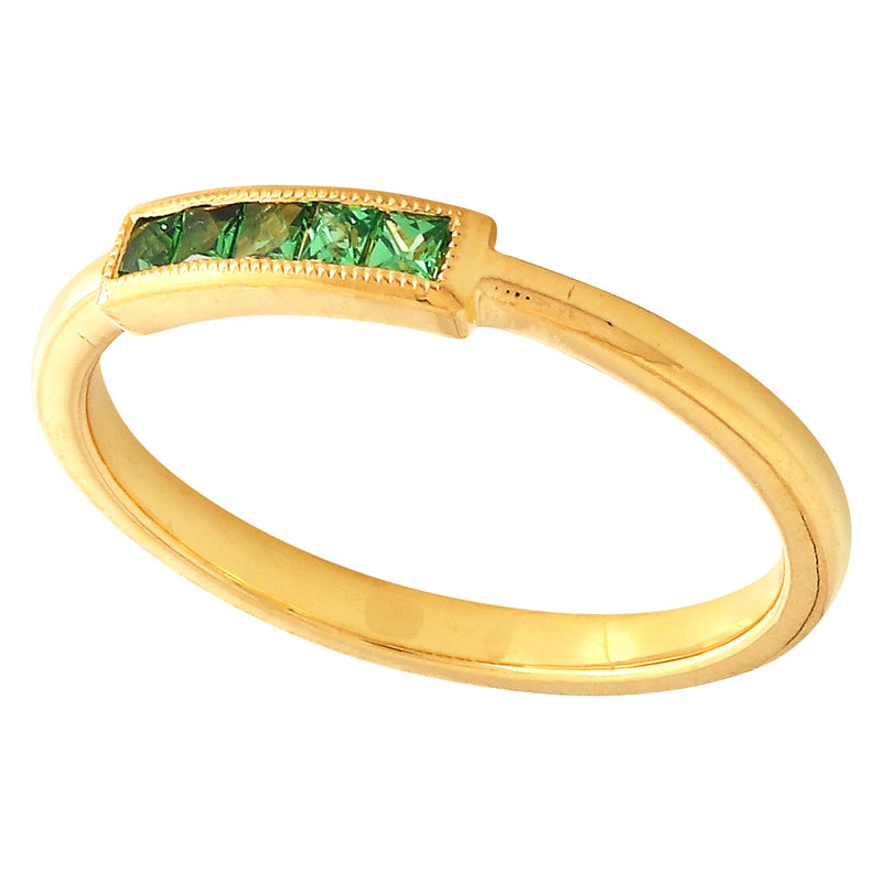 Tsavorite with Yellow Gold Band