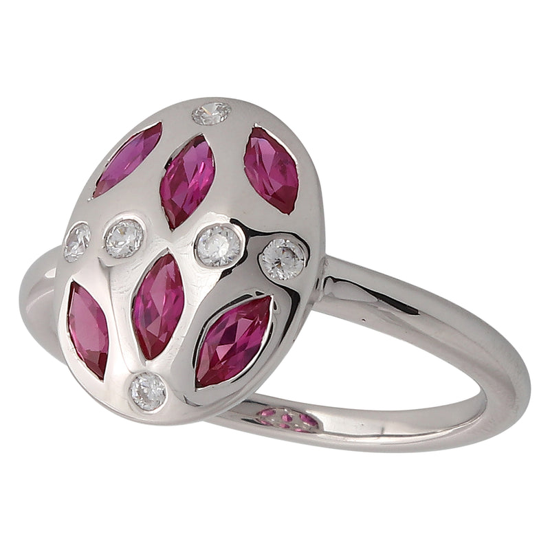 Kimberlite Inspired White Gold Ruby Ring
