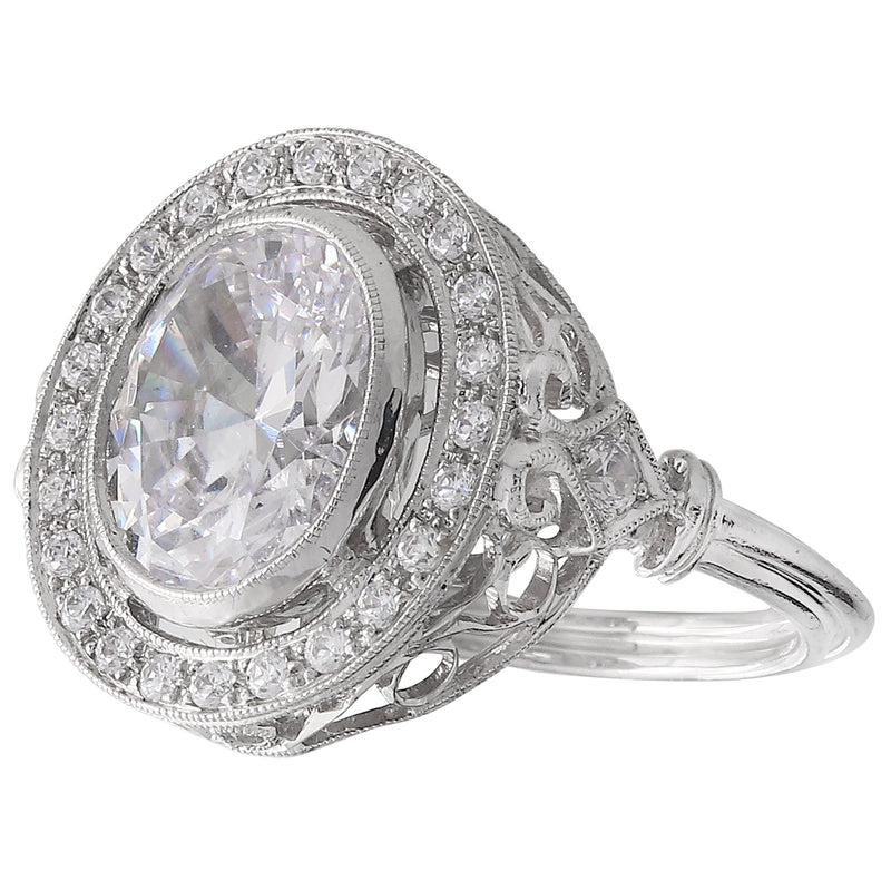 Oval Diamond Halo Semi-Mount Ring