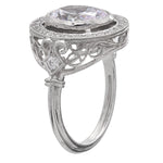 Oval Diamond Halo Semi-Mount Ring