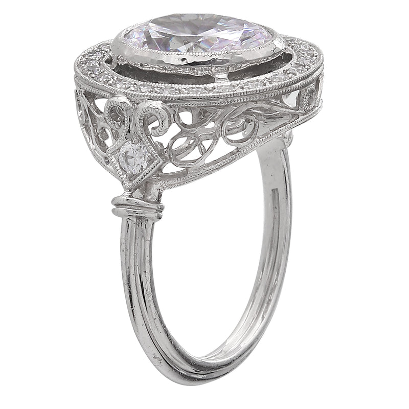 Oval Diamond Halo Semi-Mount Ring