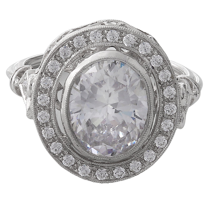 Oval Diamond Halo Semi-Mount Ring