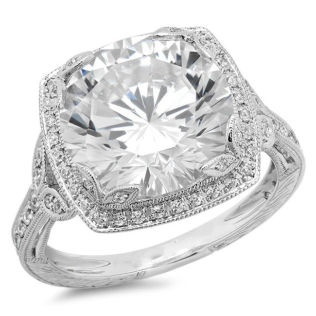 Cushion Cut White Gold Halo Diamond Semi-Mount Ring
