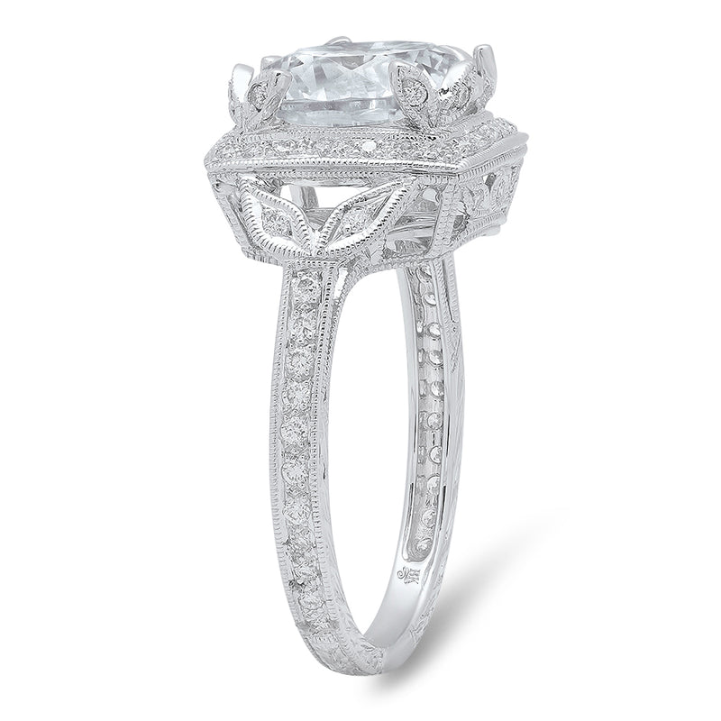 Cushion Cut White Gold Halo Diamond Semi-Mount Ring