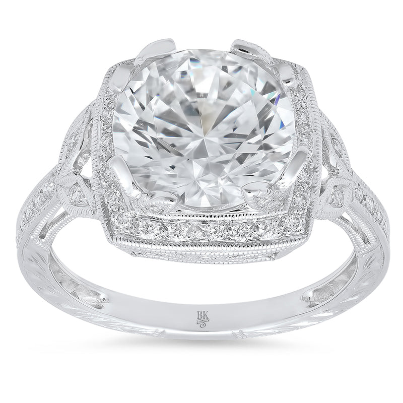 Cushion Cut White Gold Halo Diamond Semi-Mount Ring