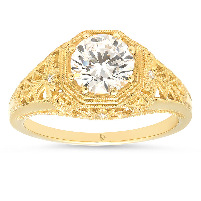 Vintage Inspired Eight Prong Engagement Semi-Mount Ring