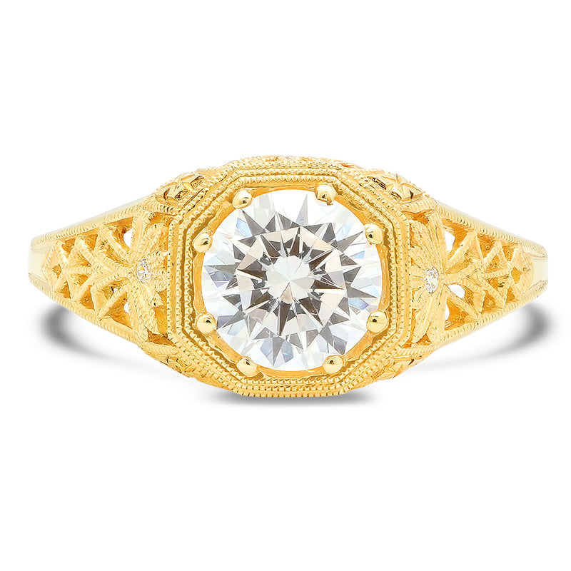 Vintage Inspired Eight Prong Engagement Semi-Mount Ring