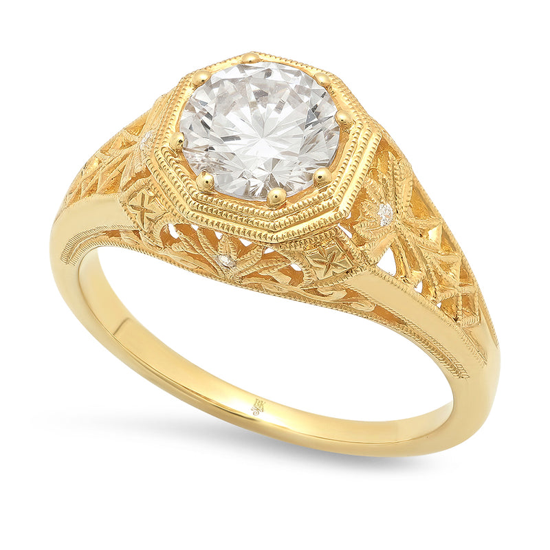 Vintage Inspired Eight Prong Engagement Semi-Mount Ring