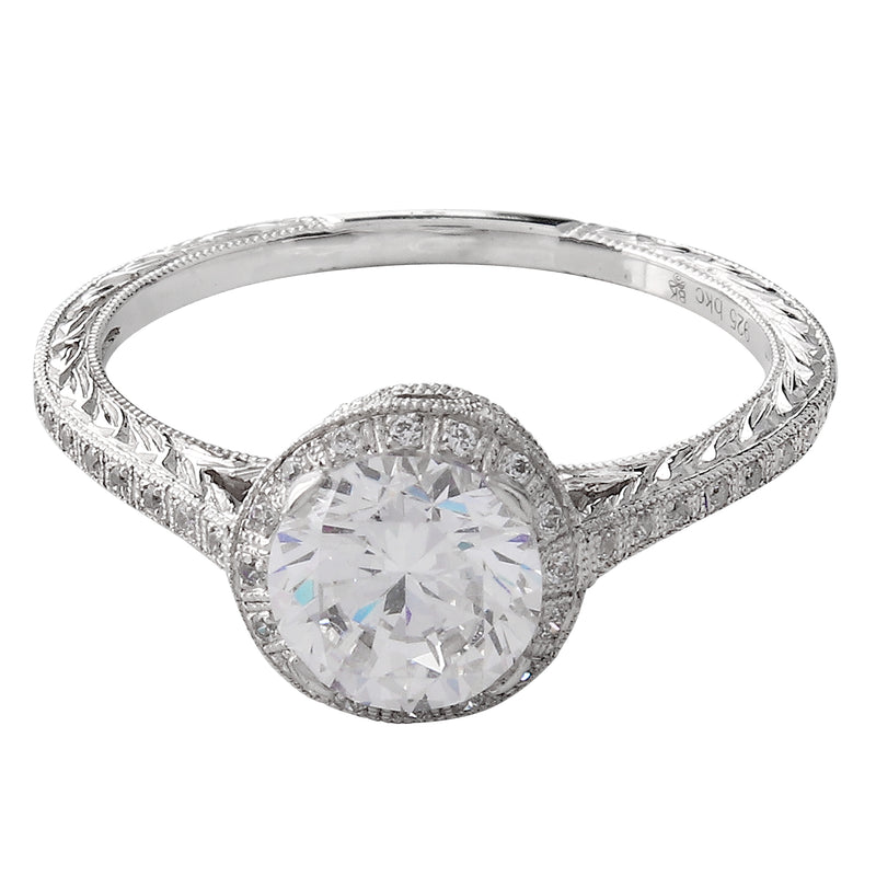 White Diamond Halo Semi-Mount Ring