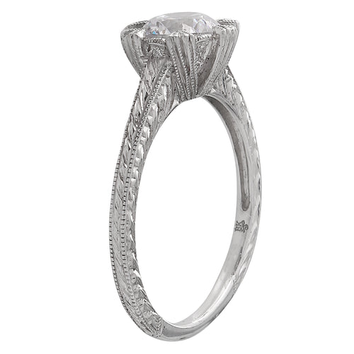 White Diamond Halo Semi-Mount Ring