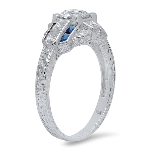 Diamond & Sapphire Semi Mount Center Ring