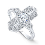 Art Deco Three Stone Diamond Semi-Mount Ring