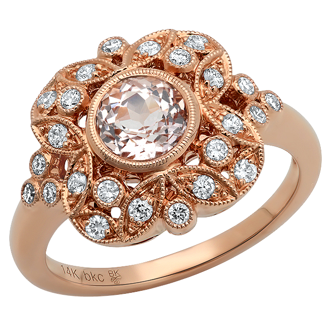 Vintage Inspired Round Morganite Fashion Mount Ring