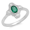 Vintage Inspired Diamond & Emerald Center Mount Ring