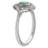 Vintage Inspired Diamond & Emerald Center Mount Ring