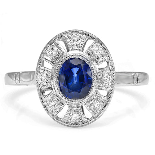 Vintage Inspired Diamond & Sapphire Mount Center Ring