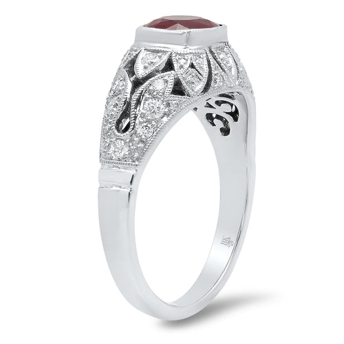 Vintage Inspired Diamond & Ruby Semi-Mount Ring