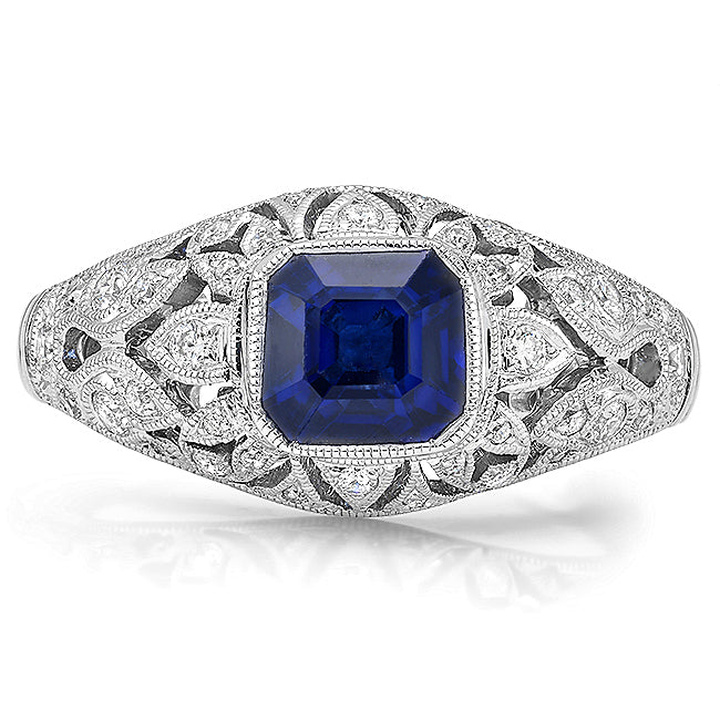 Vintage Inspired Diamond & Sapphire Semi-Mount Ring