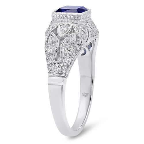 Vintage Inspired Diamond & Sapphire Semi-Mount Ring