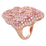 Vintage Inspired Diamond & Pink Sapphire Cocktail Fashion Ring