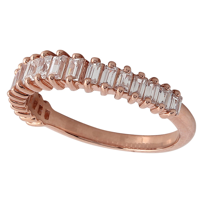 BAGUETTE DIAMOND BAND 1/2 ETERNITY ROSE GOLD RING