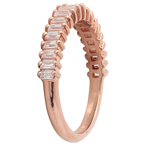 BAGUETTE DIAMOND BAND 1/2 ETERNITY ROSE GOLD RING