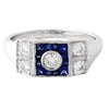 Vintage Inspired Sapphire & Diamond Halo Mount Ring