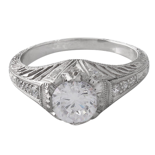 Vintage Inspired White Gold Ring Semi-Mount Ring