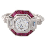 Diamond & Ruby Semi Mount Center Ring