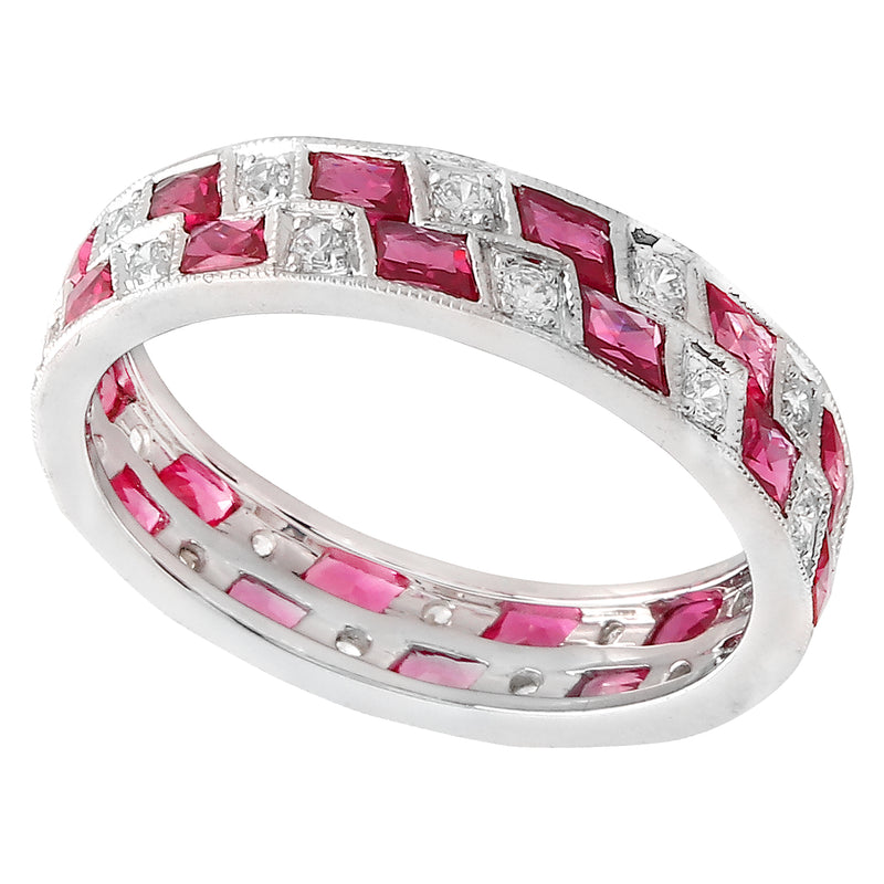 DIAMOND AND RUBY ETERNITY WHITE GOLD BAND