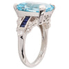 Diamond & Sapphire with Emerald Cut Sky Blue Topaz Center Semi-Mount Ring