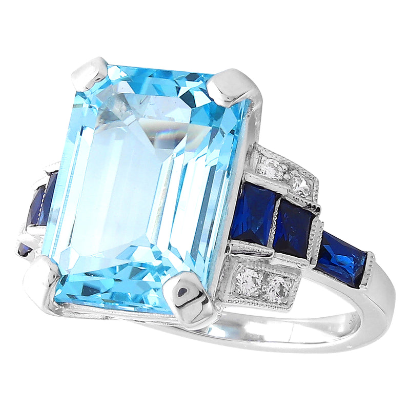 Sky blue topaz 14x10mm mount center on white gold ring