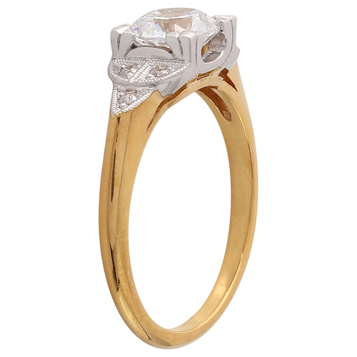 DIAMOND CENTER TWO-TONE GOLD RING