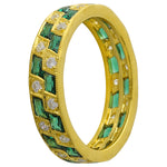 DIAMOND AND TSAVORITE ETERNITY YELLOW GOLD BAND