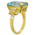 Sky Blue Topaz 14x10mm mount center on yellow gold ring