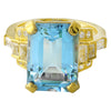 Sky Blue Topaz 14x10mm mount center on yellow gold ring