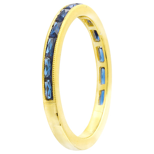 SAPPHIRE SET 3/4 WAY AROUND YELLOW GOLD BAND