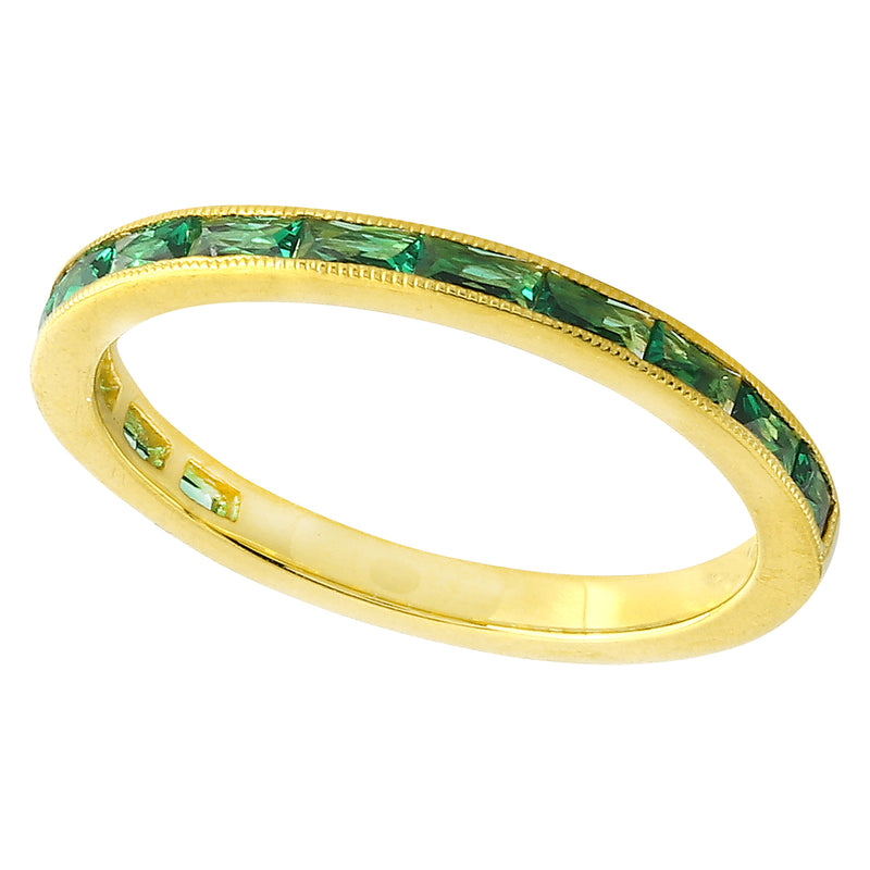 TSAVORITE SET 3/4 WAY AROUND YELLOW GOLD BAND